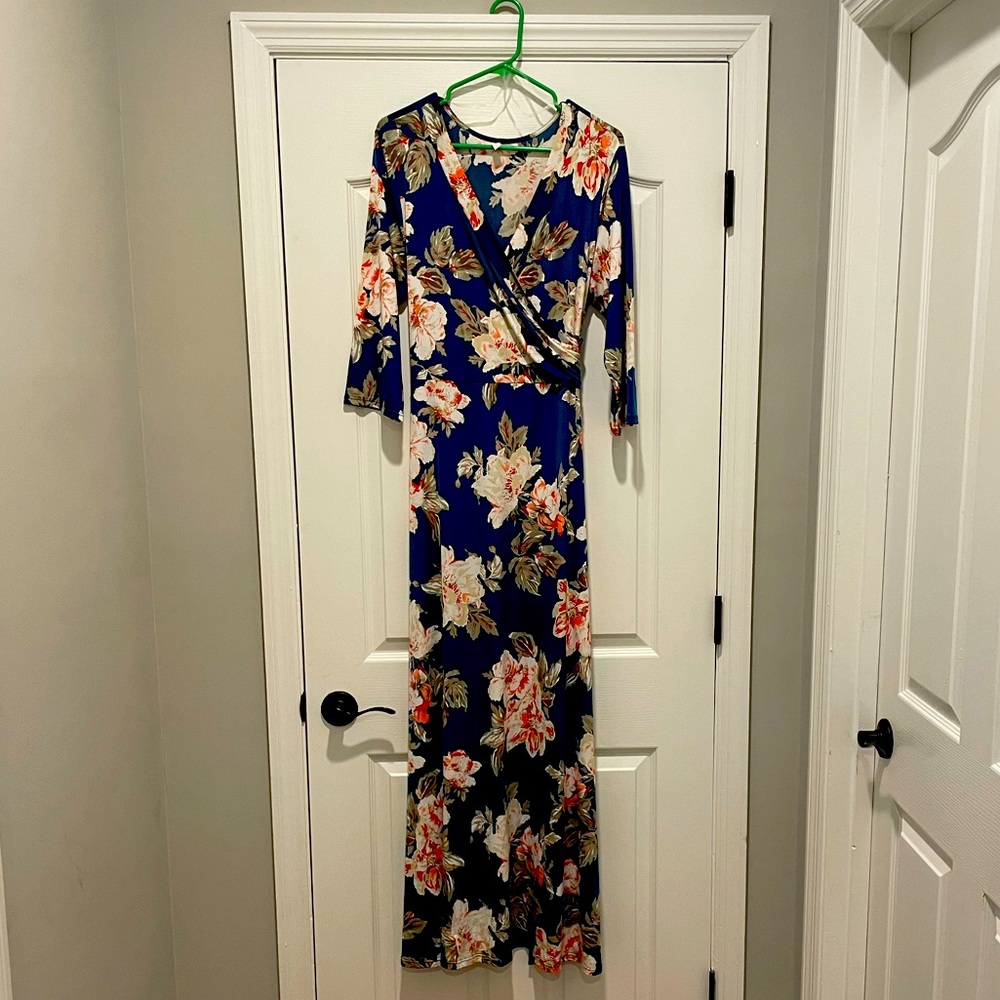 Pink Blush Floral Maternity Maxi Dress